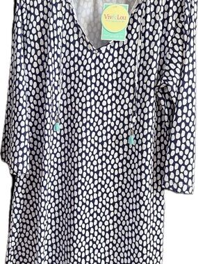 Navy and White Polka Dot V-Neck Tunic